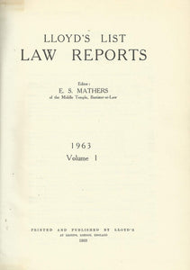 Lloyd's List Law Reports - 1963, Volume 1