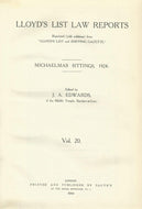 Lloyd's List Law Reports - Volume 20, Michaelmas Sittings, 1924