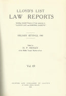Lloyd's List Law Reports - Volume 69, Hilary Sittings, 1941