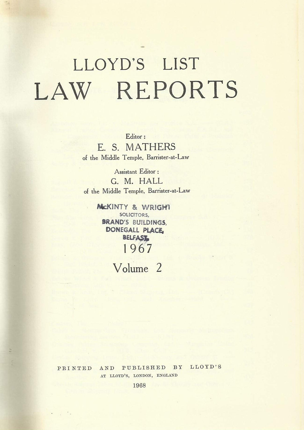 Lloyd's List Law Reports - 1967, Volume 2