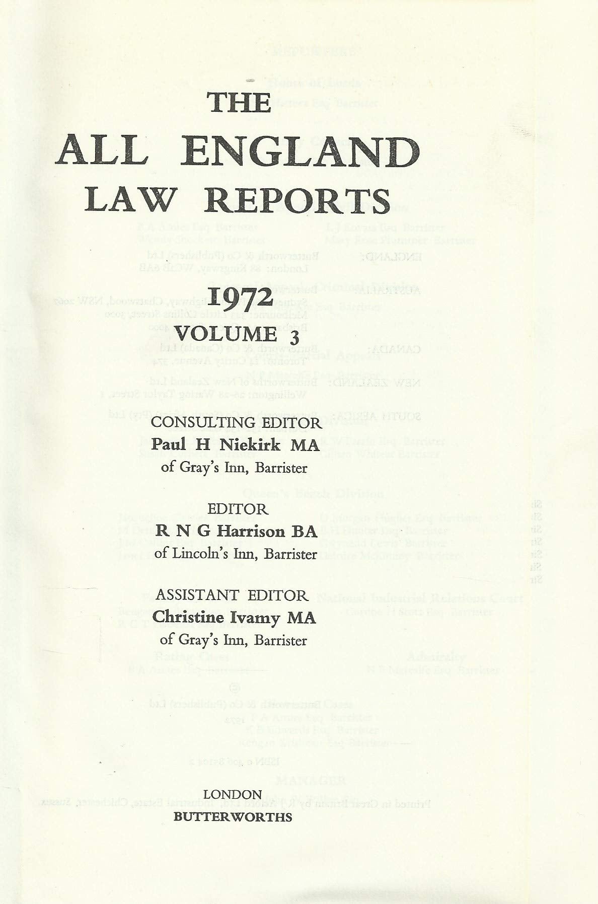 The All England Law Reports 1972 Volume 3