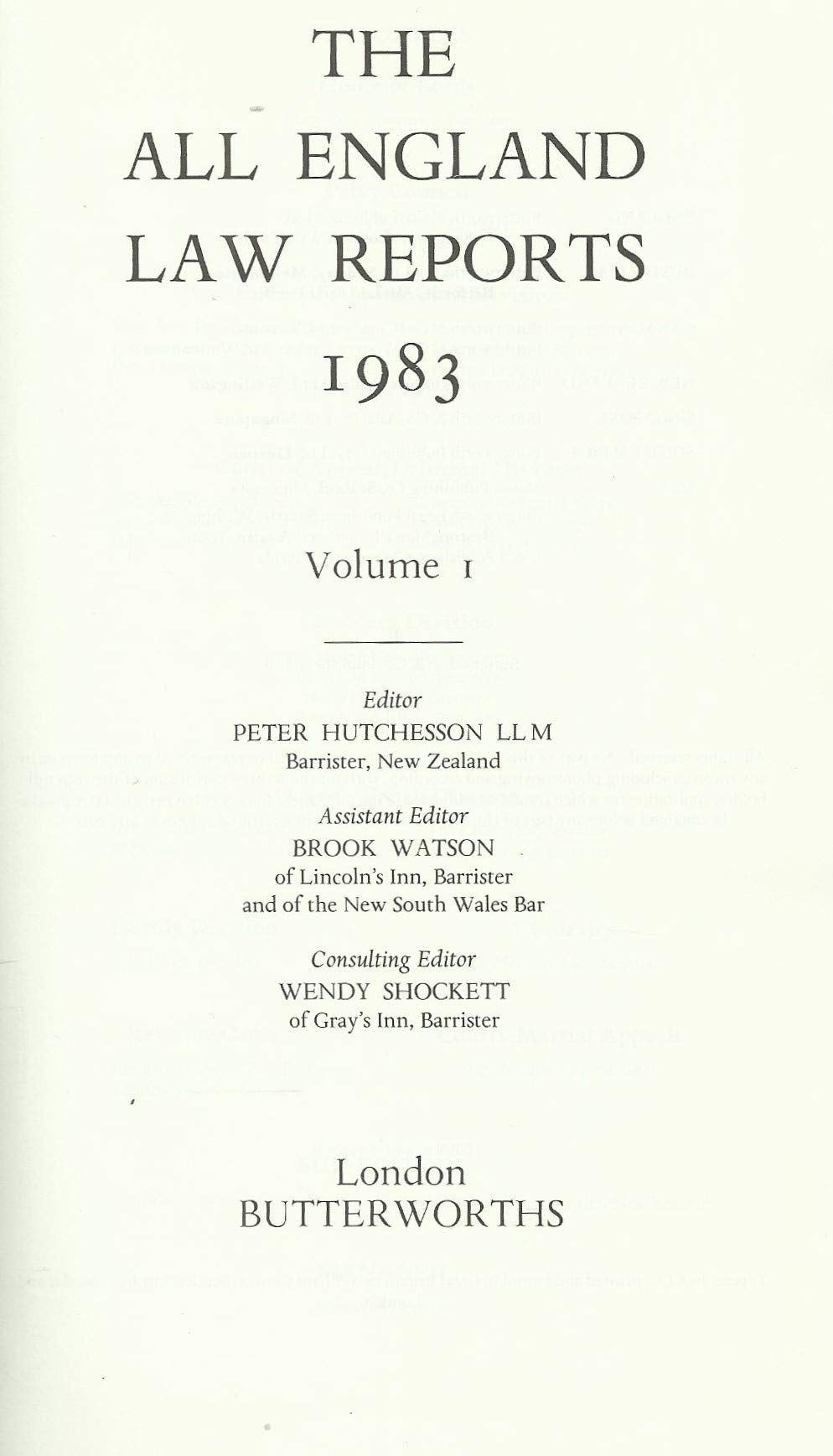 The All England Law Reports 1983: Volume 1