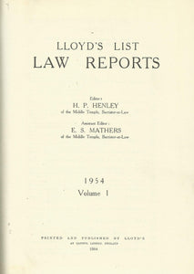 Lloyd's List Law Reports - 1954, Volume 1