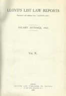 Lloyd's List Law Reports - Volume X (10), Hilary Sittings, 1922