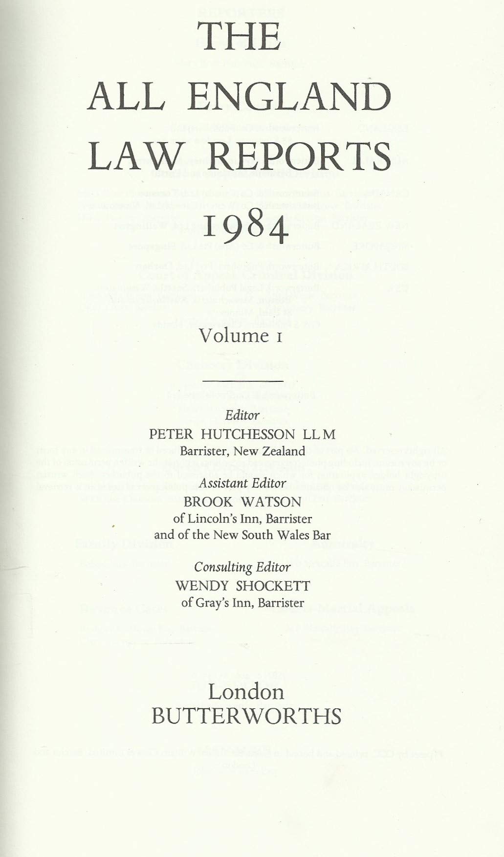 The All England Law Reports: 1984 vol 1