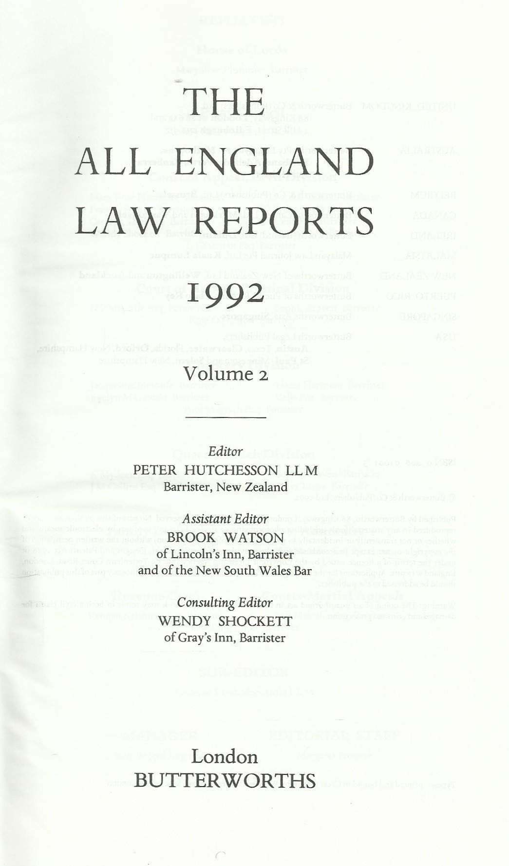 THE ALL ENGLAND LAW REPORTS 1992 VOLUME 2