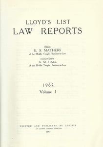 Lloyd's List Law Reports - 1967, Volume I