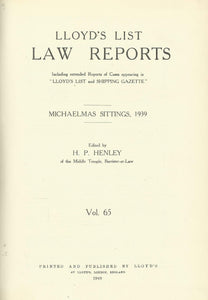 Lloyd's List Law Reports - Volume 65, Michaelmas Sittings, 1939