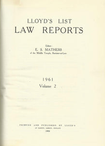 Lloyd's List Law Reports - 1961, Volume 2