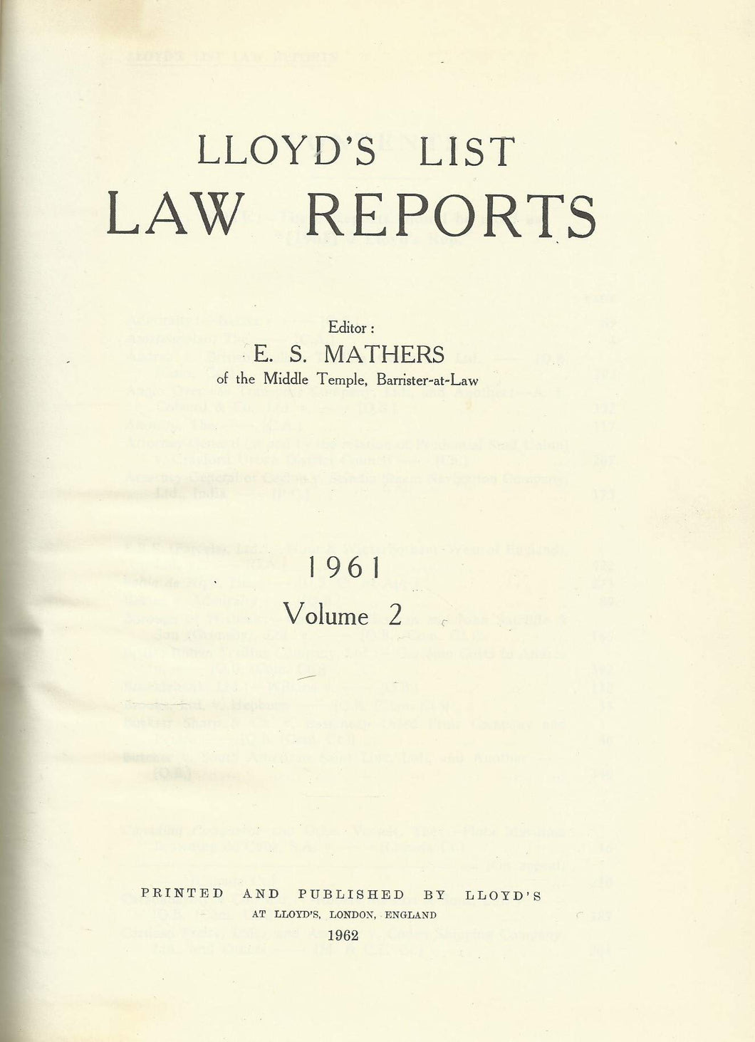 Lloyd's List Law Reports - 1961, Volume 2