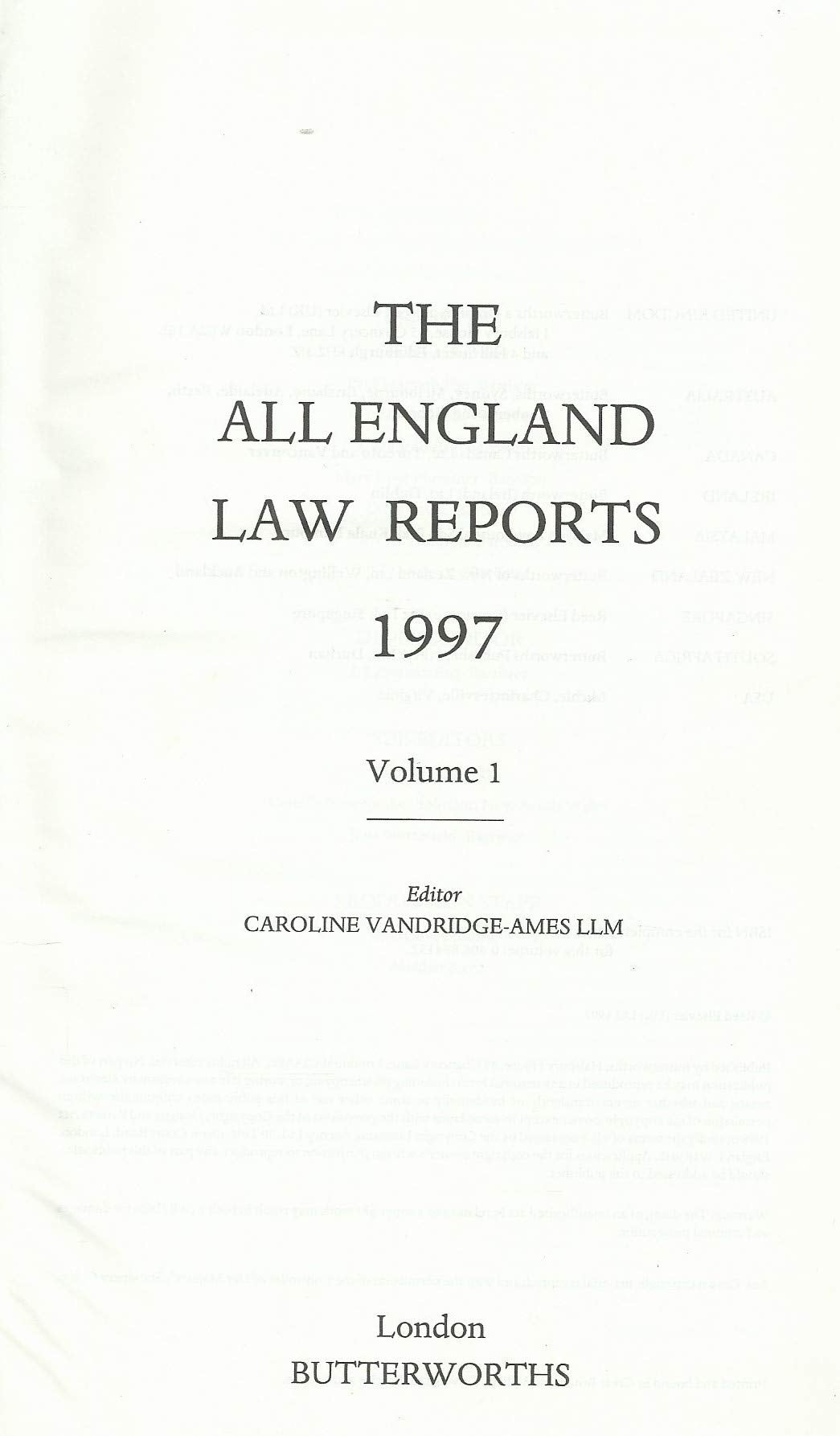 The All England Law Reports 1997 vol 1