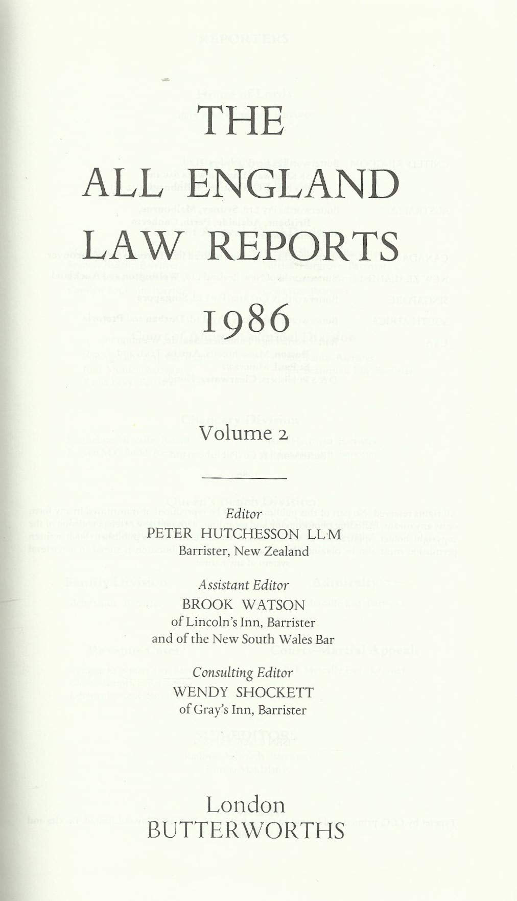 The All England Law Reports: 1986 Vol 2