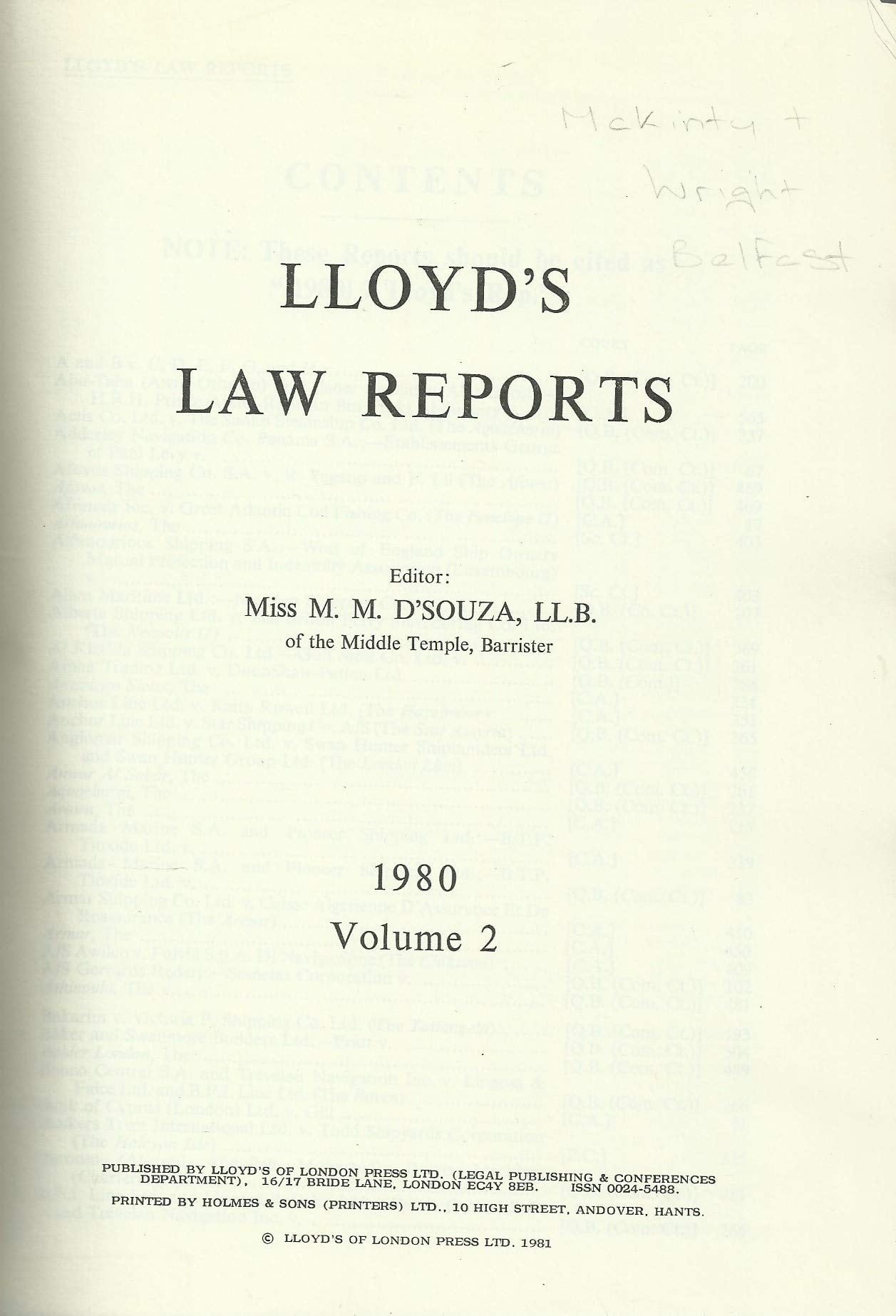 Lloyd's Law Reports - 1980, Volume 2