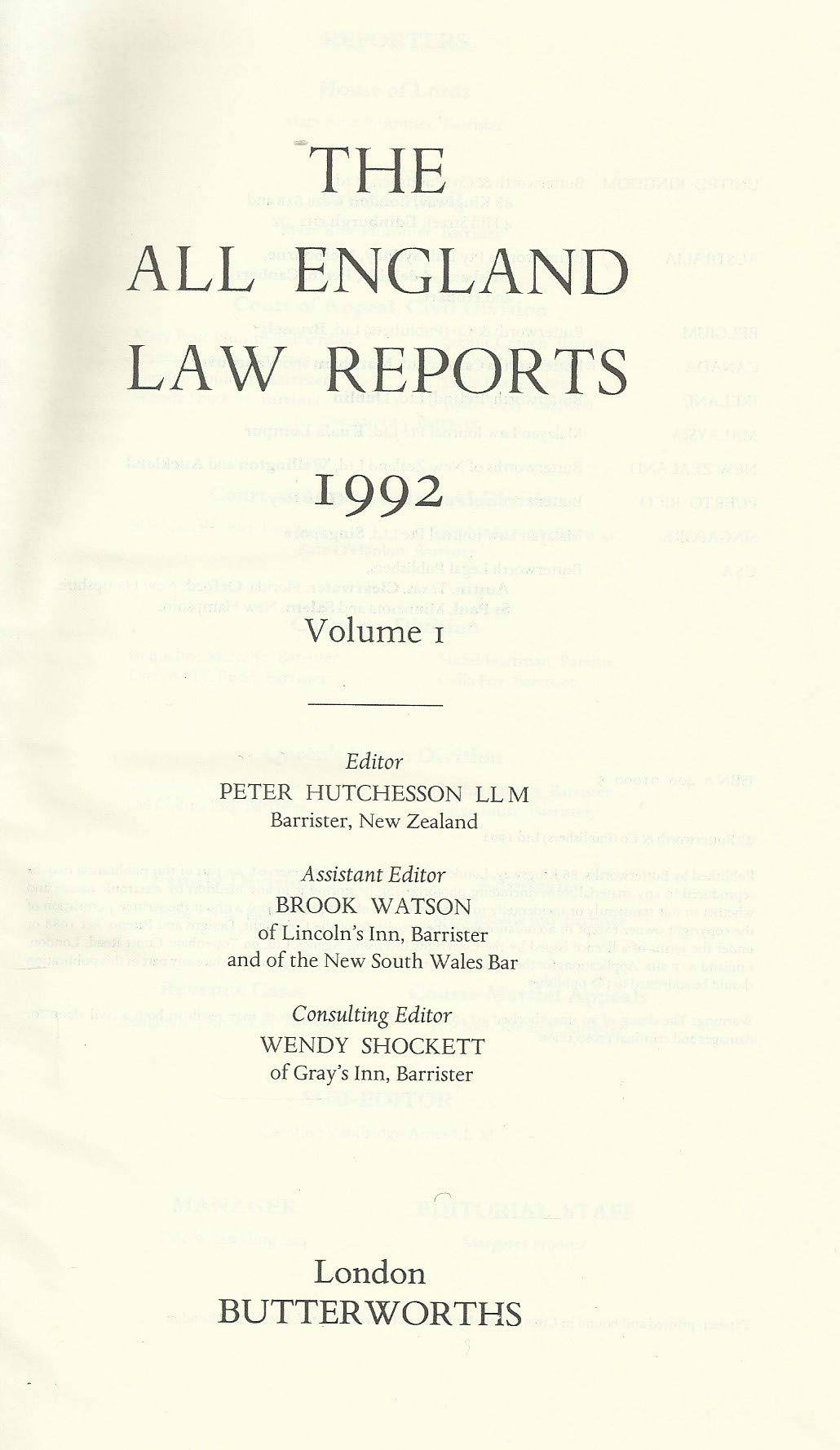 The All England Law Reports 1992: Volume 1