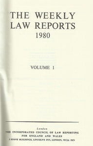 Weekly Law Reports 1980 Vol 1