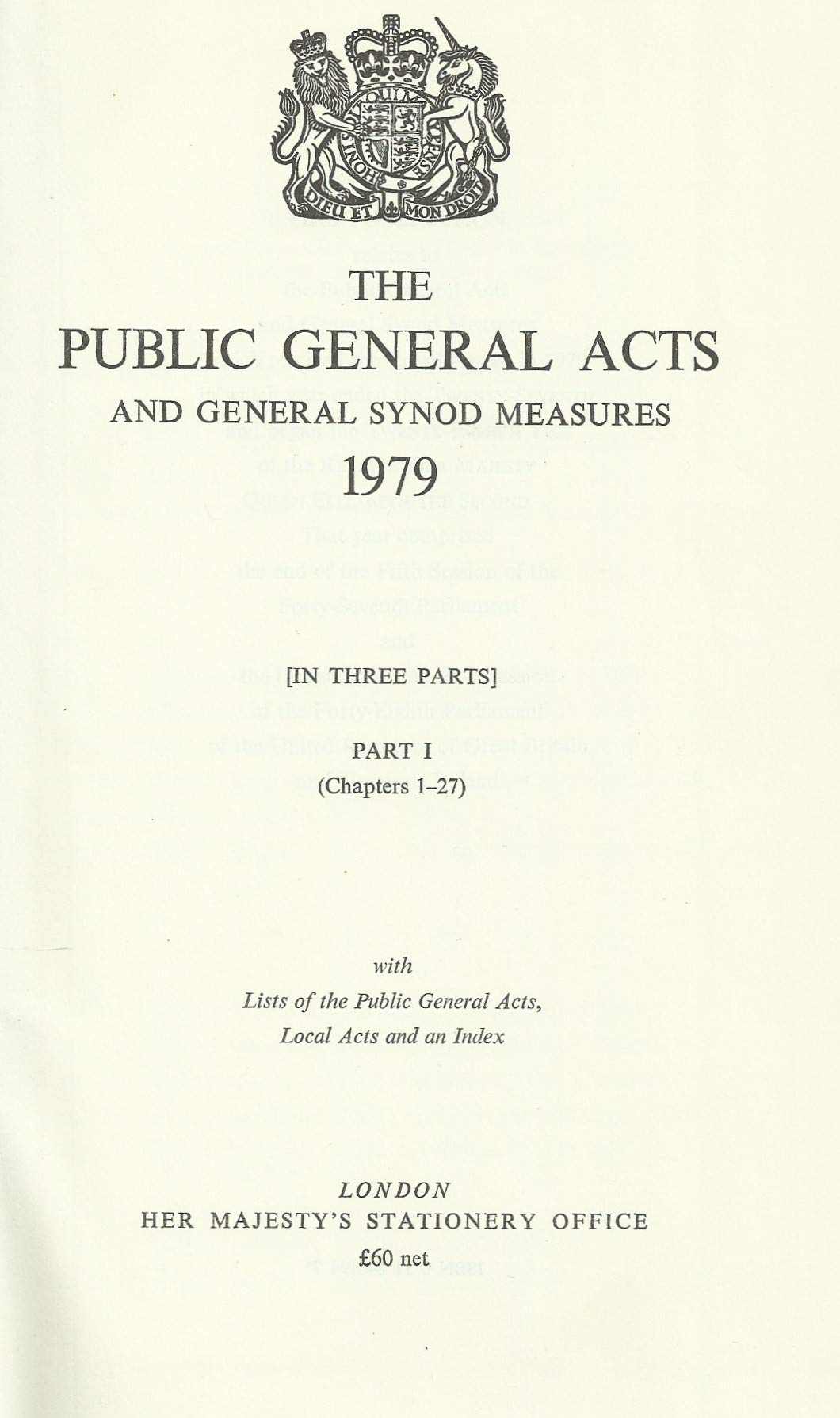 Public General Acts and General Synod Measures, 1979 (In Three Parts)