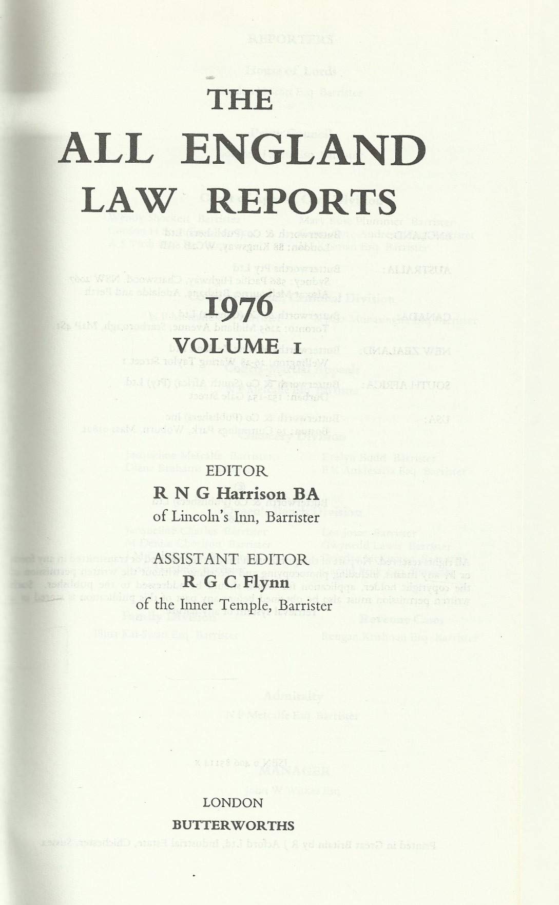 The All England Law Reports 1976 Volume 1