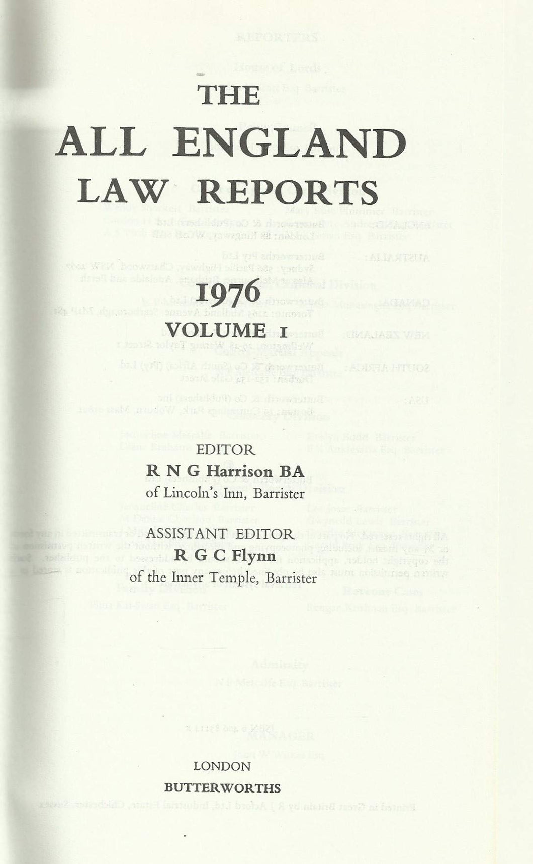THE ALL ENGLAND LAW REPORTS 1976 VOLUME 1