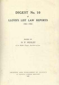 Lloyd's List Law Reports - Digest No 10, 1951-1955