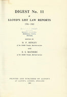 Lloyd's List Law Reports - Digest No 11, 1956-1960