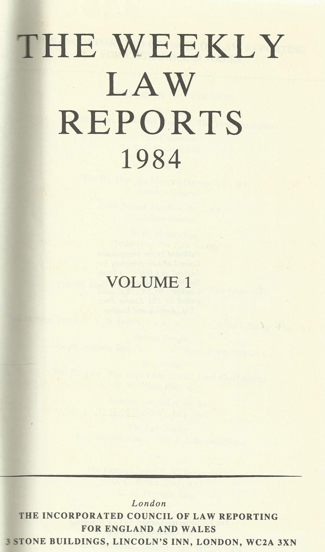 Weekly Law Reports 1984 Vol 1