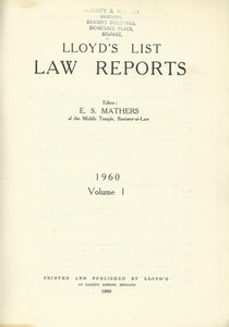 Lloyd's List Law Reports - 1960, Volume 1