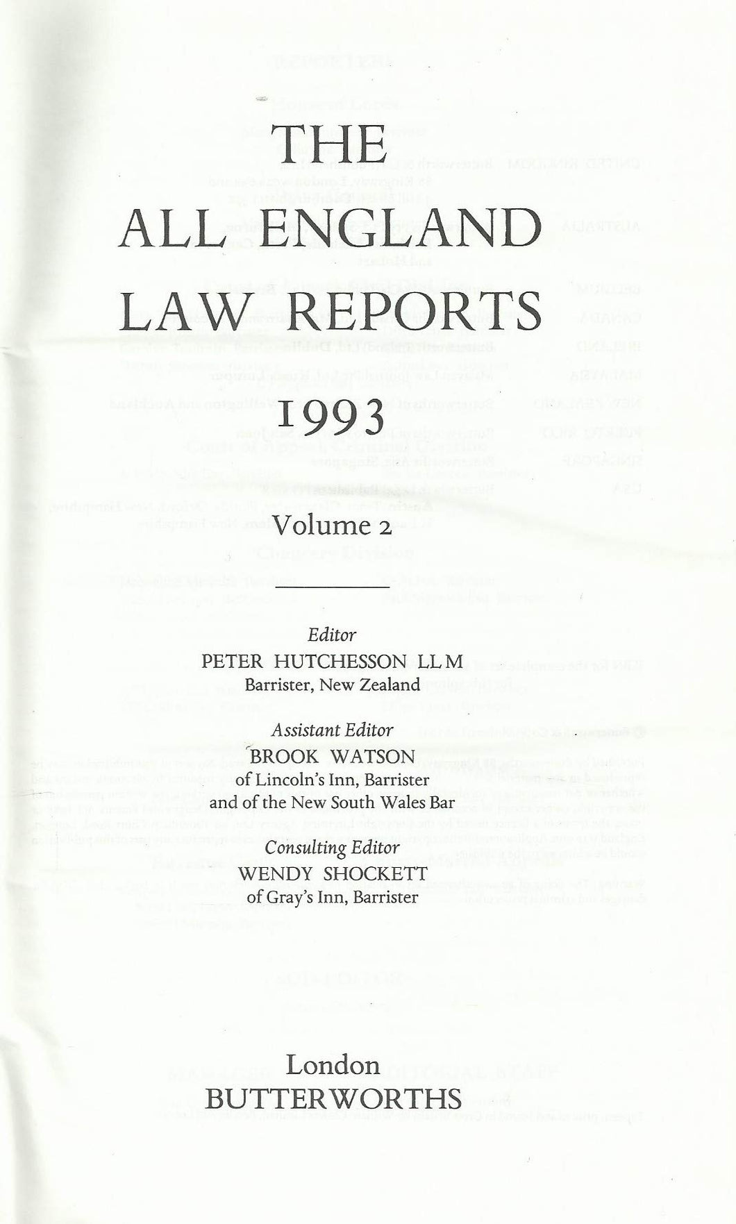THE ALL ENGLAND LAW REPORTS: 1993 Volume 2