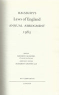 Halsbury's Laws of England: Annual Abridgment 1985