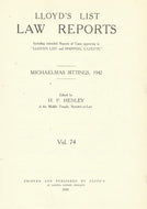 Lloyd's List Law Reports - Michaelmas Sittings, 1942, Vol 74