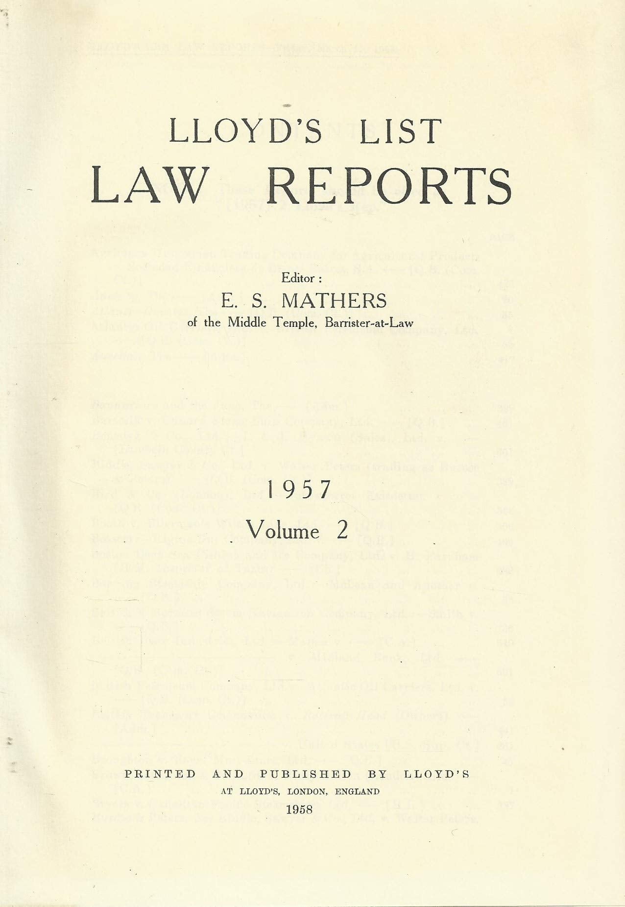 Lloyd's List Law Reports - 1957, Volume 2