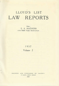 Lloyd's List Law Reports - 1957, Volume 2