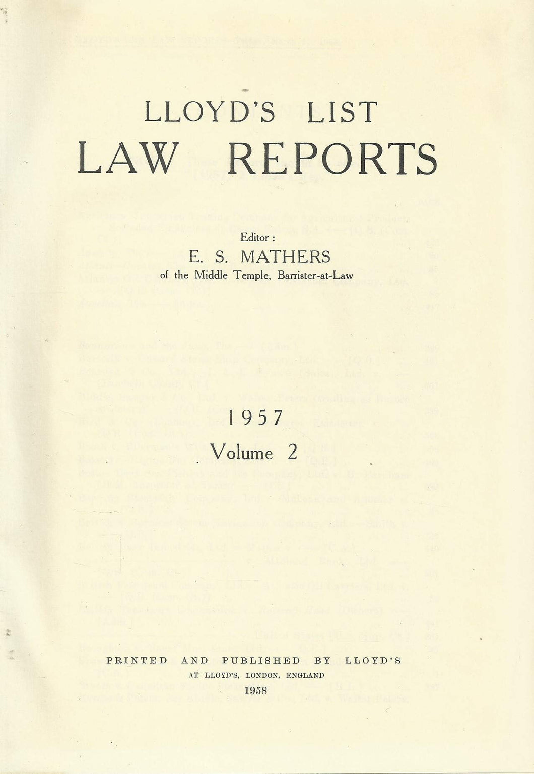 Lloyd's List Law Reports - 1957, Volume 2