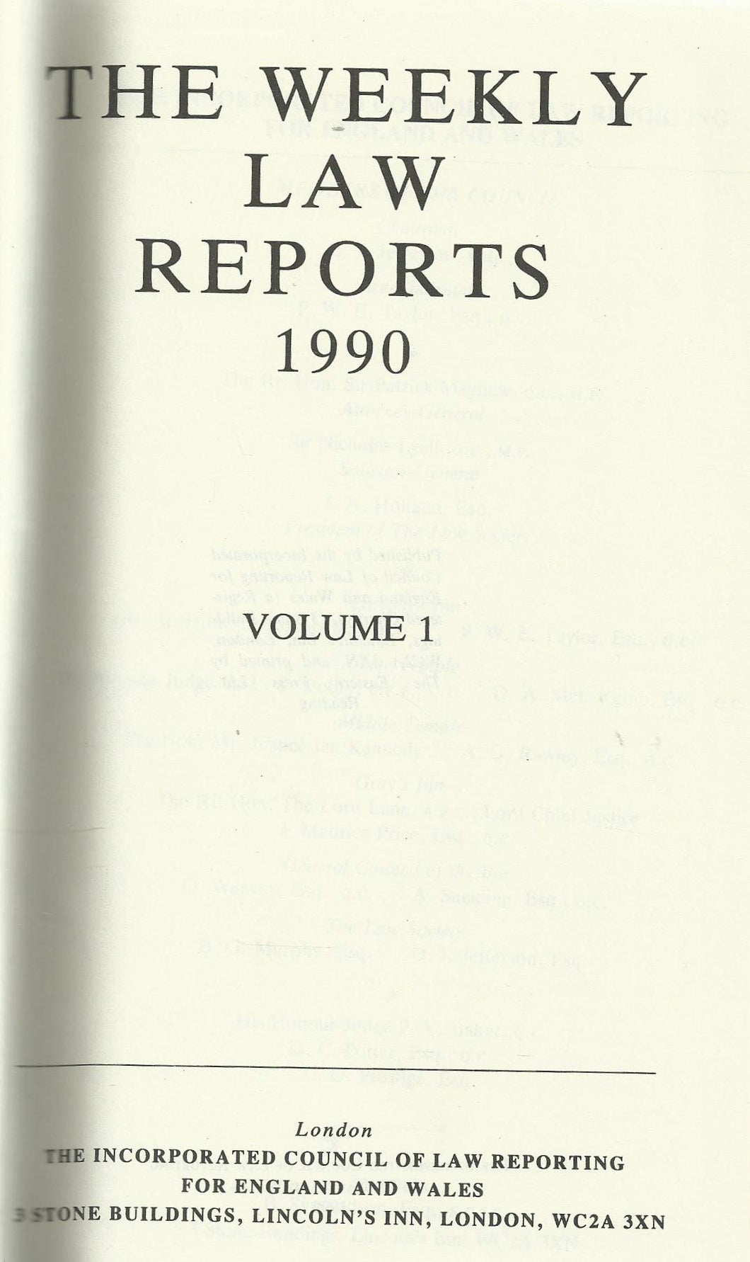 Weekly Law Reports 1990 Vol 1