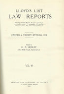 Lloyd's List Law Reports - Easter and Trinity Sittings, 1938, Vol 61