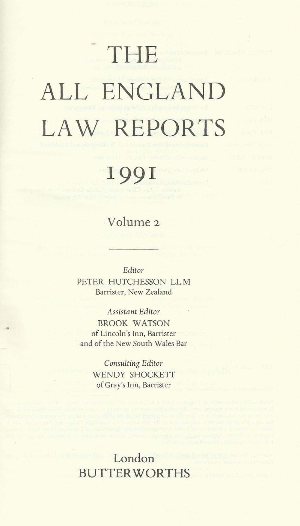 The All England Law Reports: 1991 Volume 2