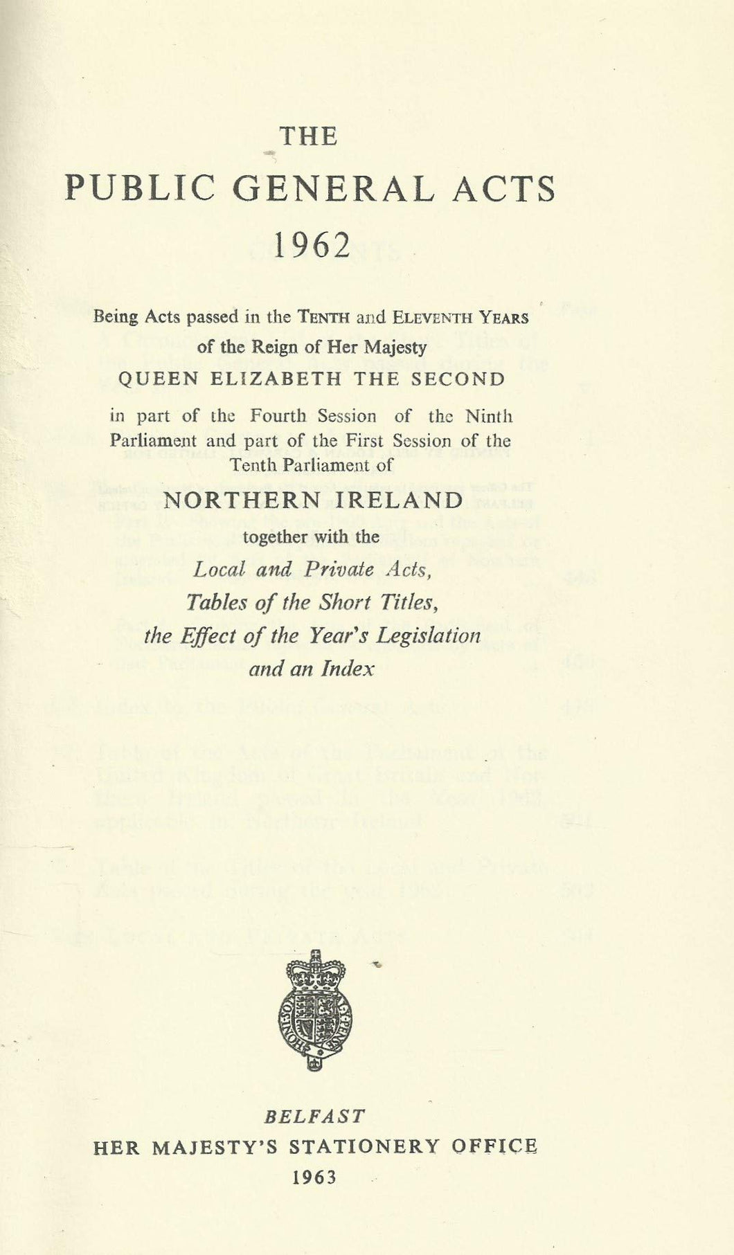 Northern Ireland Public General Acts, 1962