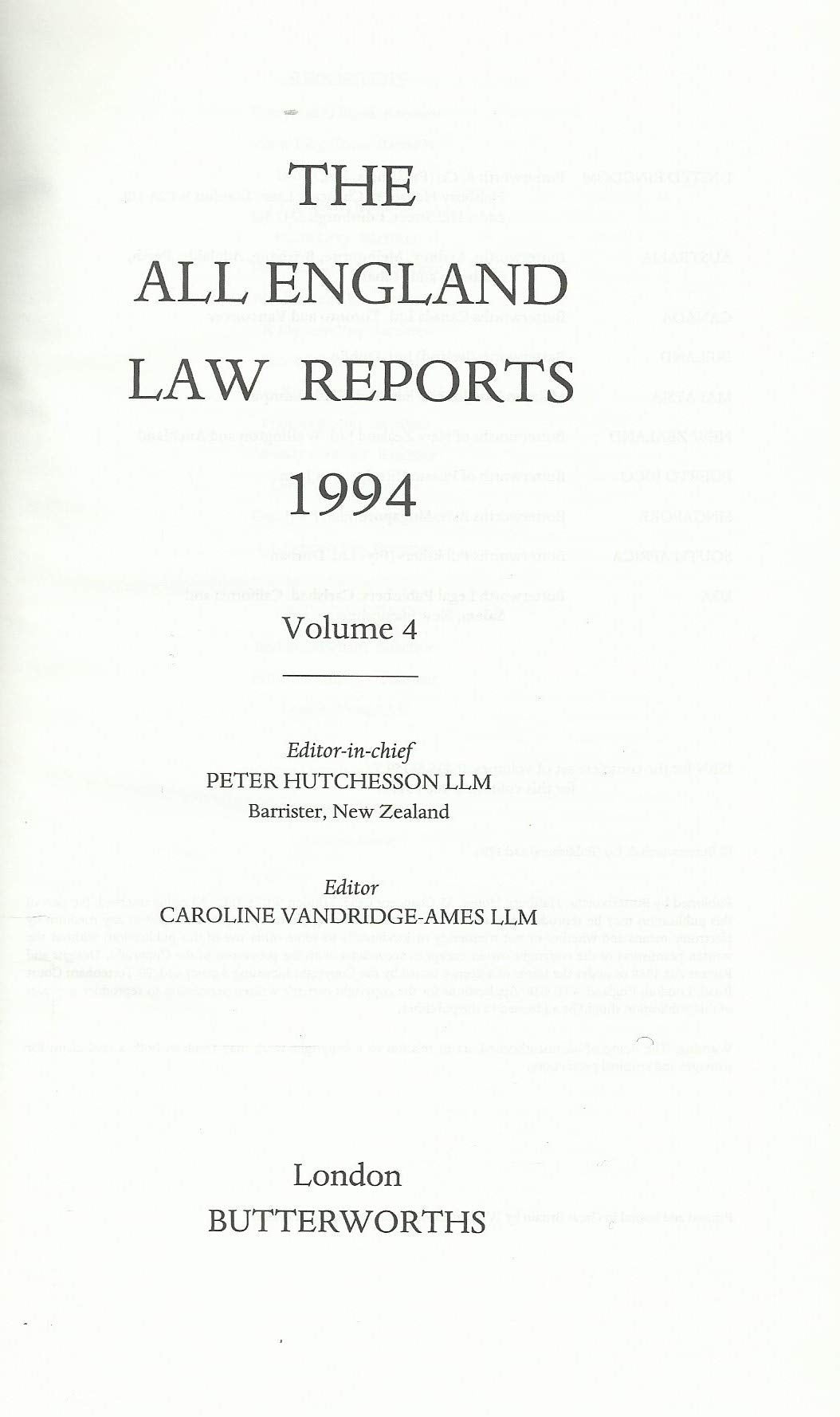 The All England Law Reports 1994, Volume 4