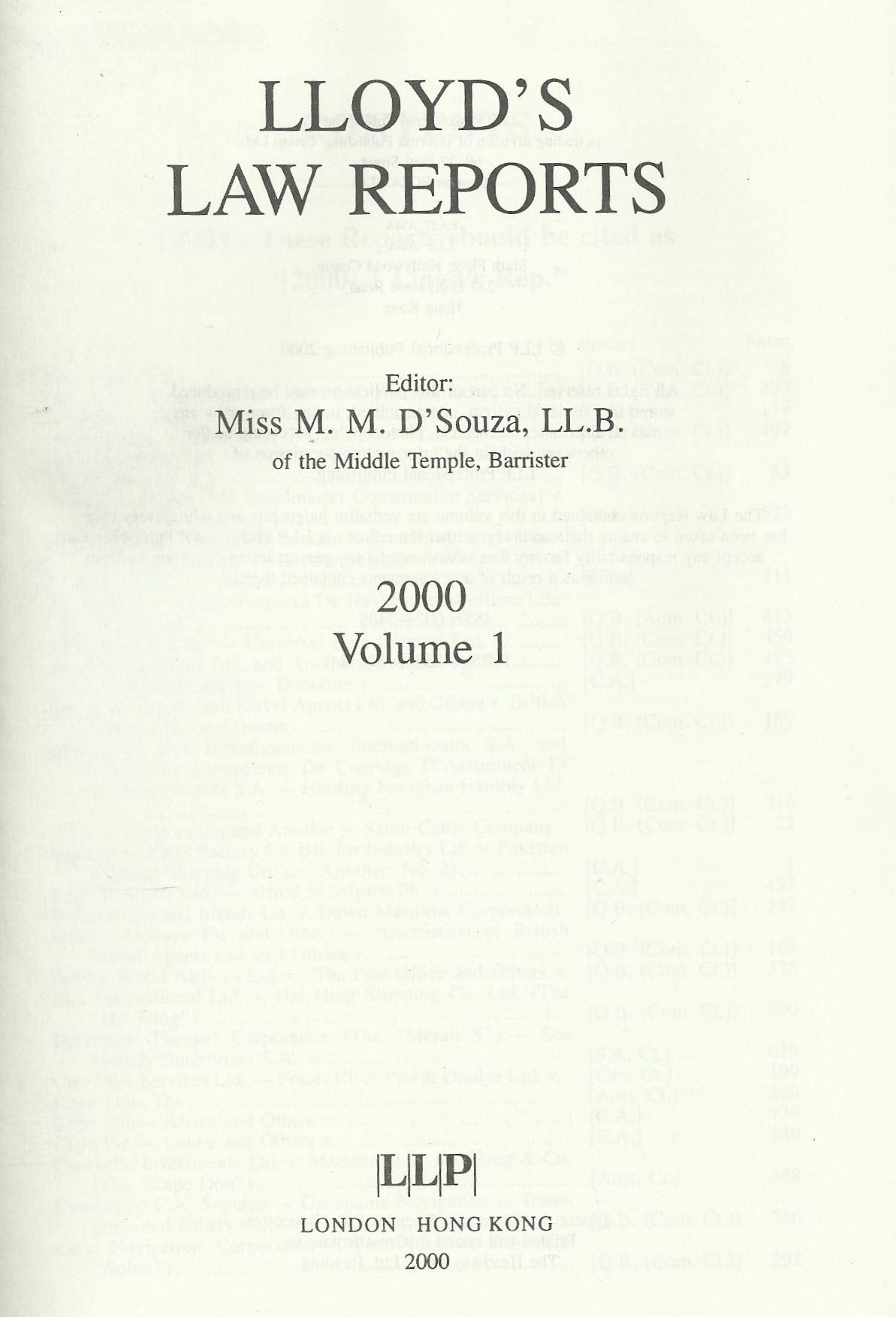 Lloyd's Law Reports 2000-1