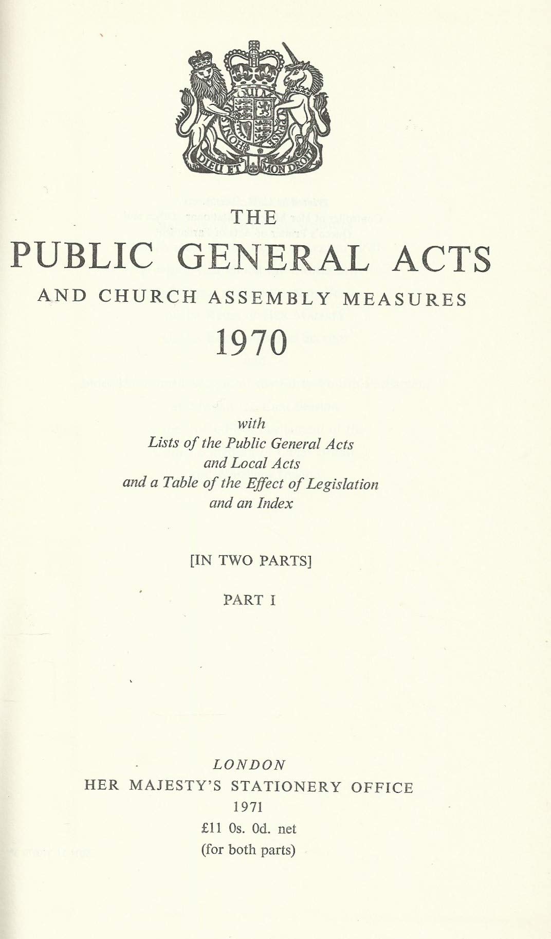 The Public General Acts and Church Assembly Measures 1970