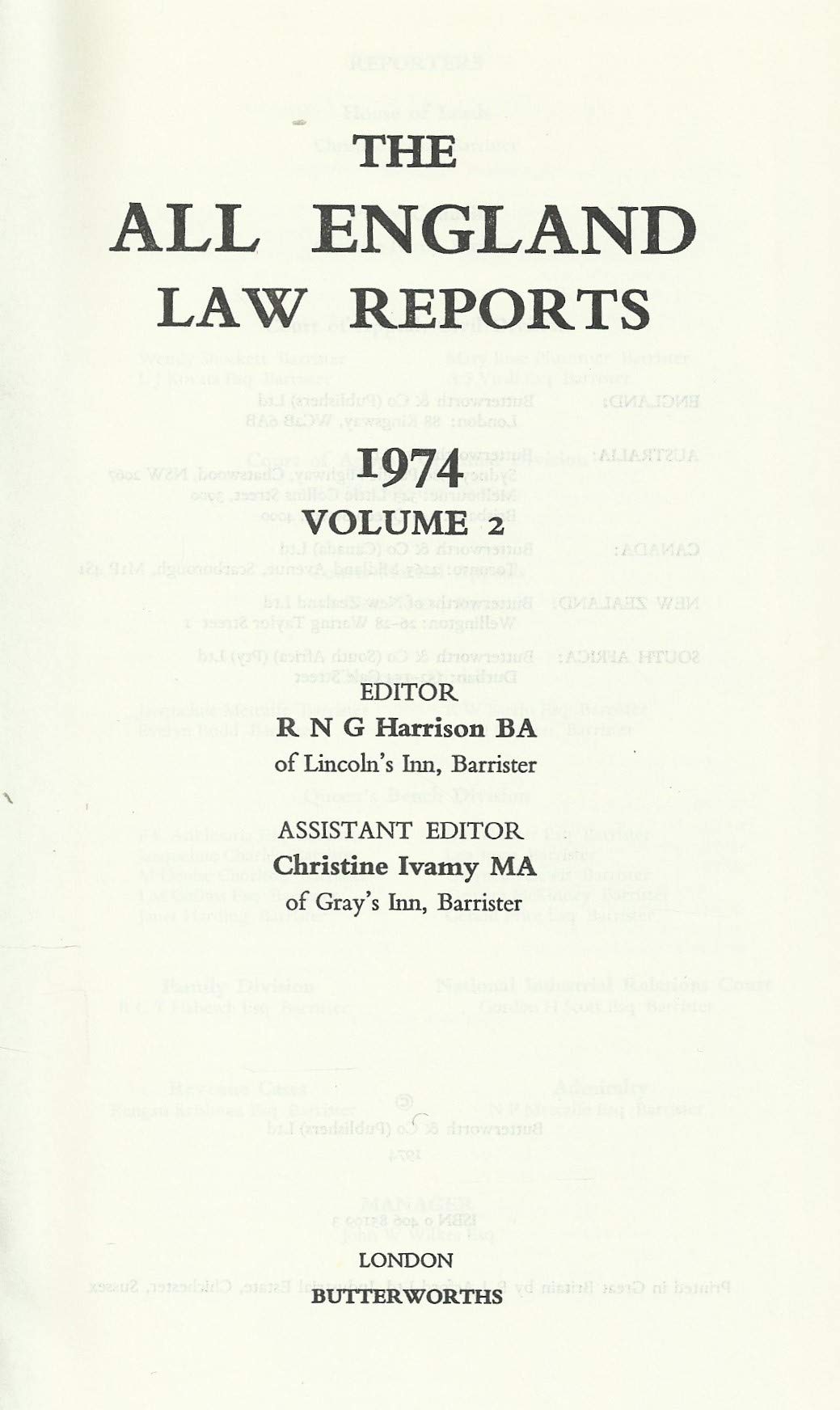 The All England Law Reports 1974 Vol 2