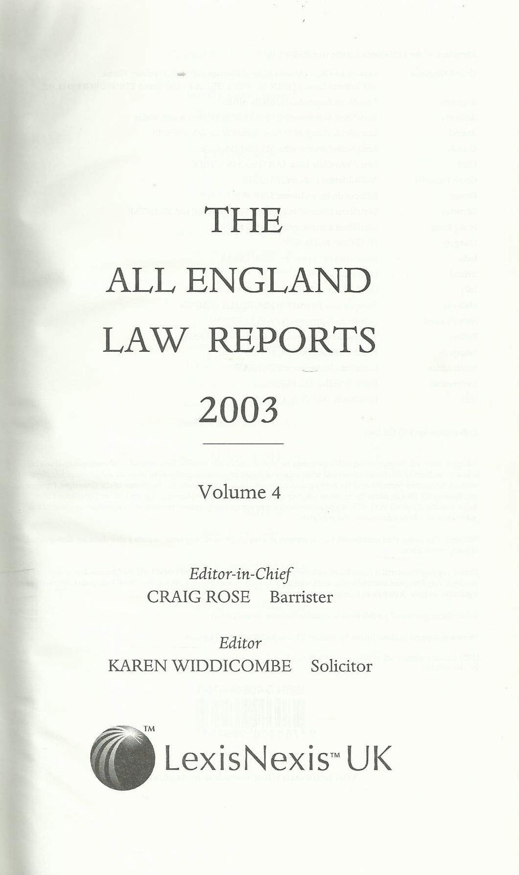 The All England Law Reports 2003, Volume 4