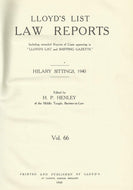 Lloyd's List Law Reports - Volume 66, Hilary Sittings, 1940