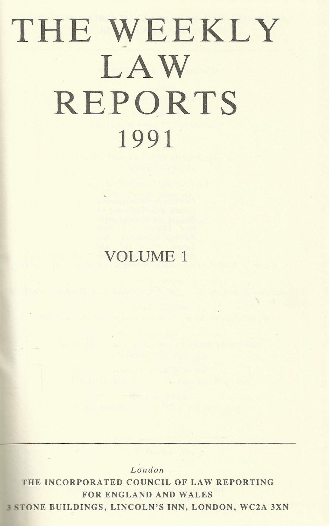 Weekly Law Reports 1991 Vol 1