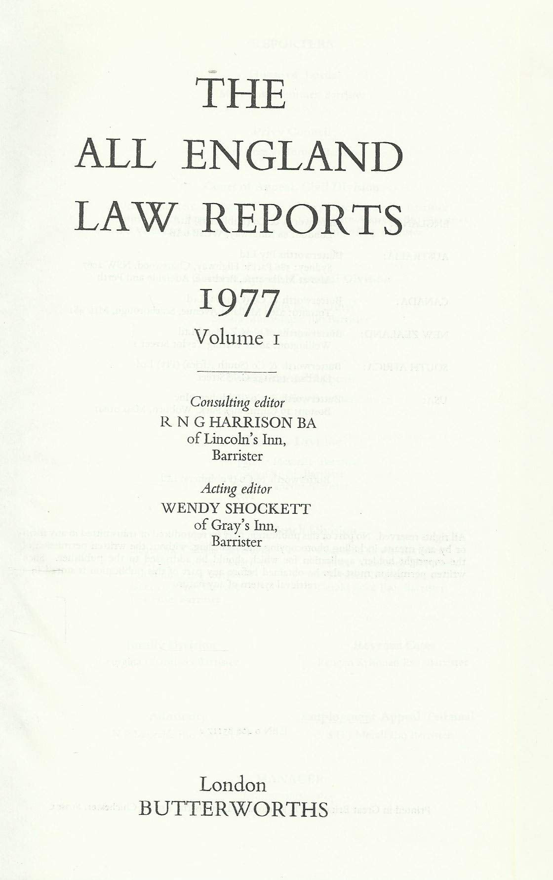 The All England Law Reports 1977: Volume 1