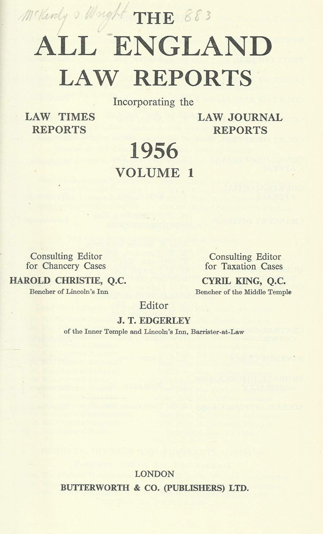 The All England Law Reports: 1956, Volume I.