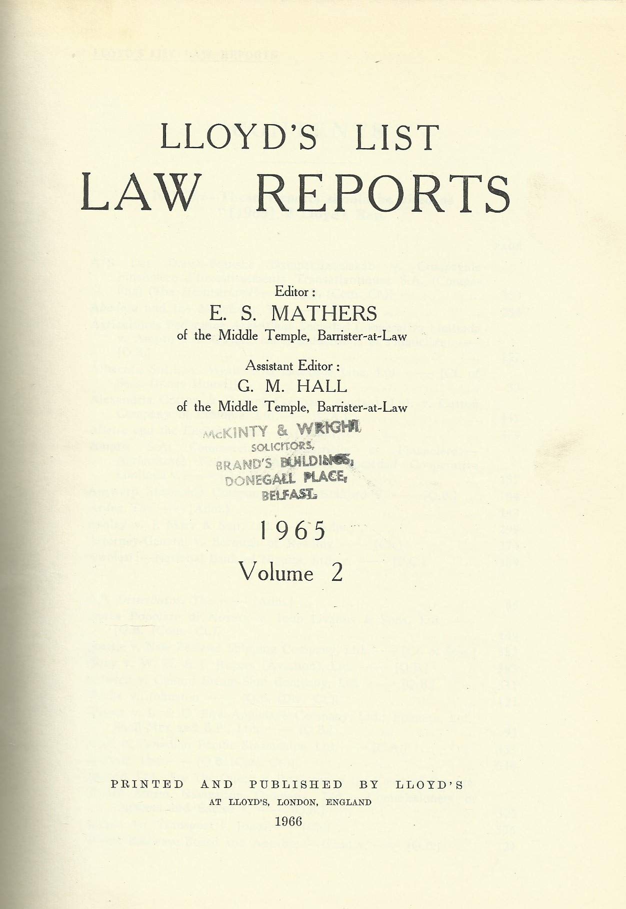 Lloyd's List Law Reports - 1965, Volume 2