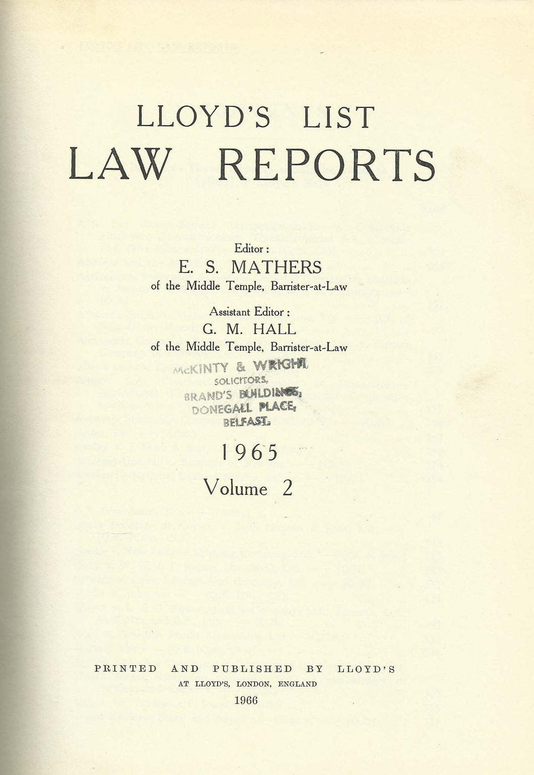 Lloyd's List Law Reports - 1965, Volume 2