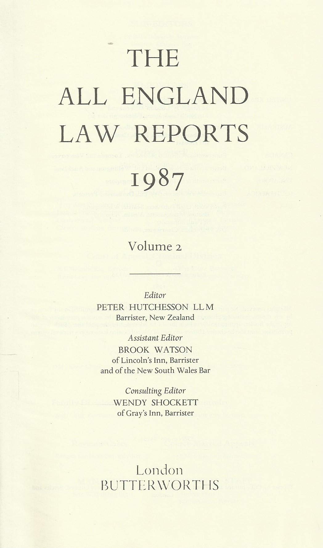 The All England Law Reports: 1987 Vol 2