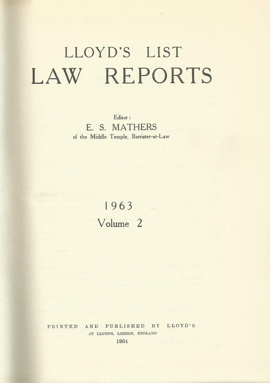 Lloyd's List Law Reports - 1963, Volume 2