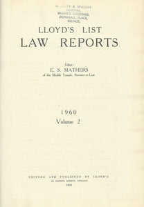 Lloyd's List Law Reports - 1960, Volume 2